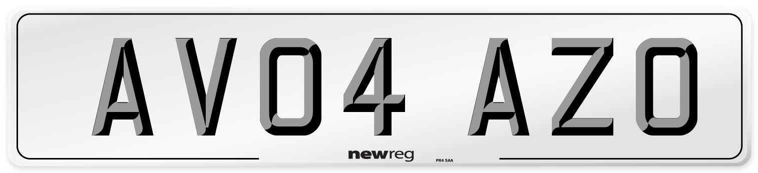 AV04 AZO Number Plate from New Reg